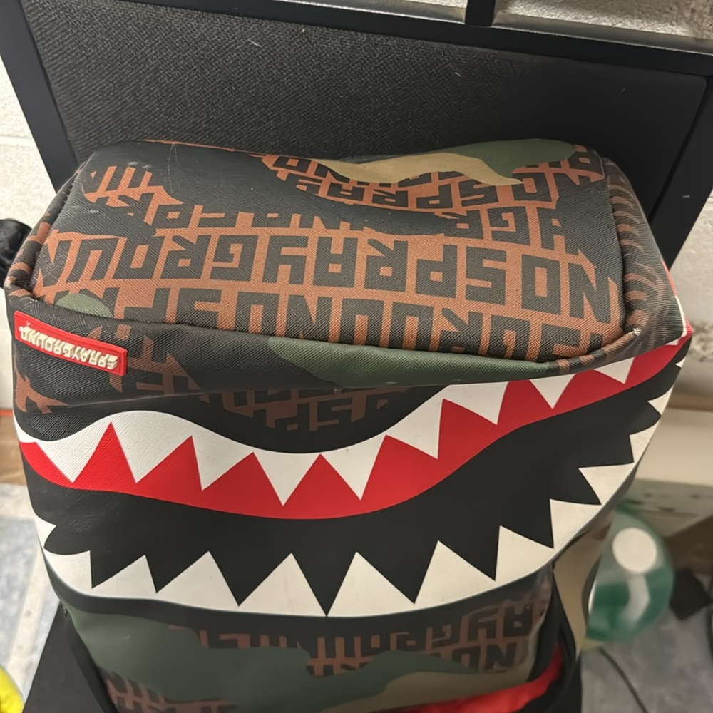 Sprayground Green and Red Shark Mouth Backpack - Picture 7 of 9